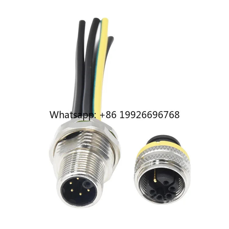 M12 Connector 6 Pin M Code Circular Solder Moldable Female Plug Male Socket Wire PCB IP67 Waterproof Cable Panel Mount Connector