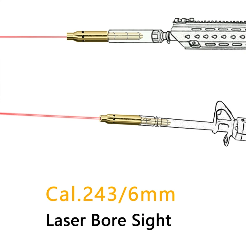 Tactical Laser Bore Sight Cal.243/6mm Caliber Red Dot Laser Sight for Sniper Rifle Assault Rifle Airsoft Gun Weapon Hunting