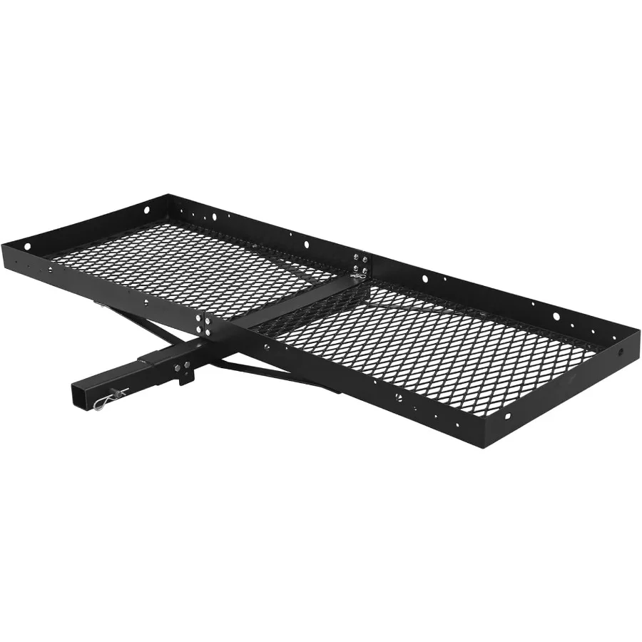 

300LBS Capacity Hitch Cargo Carrier with Ramp for SUV Pickup Camping Traveling Mount Wheelchair Carrier Mobility Scooter Ramp H