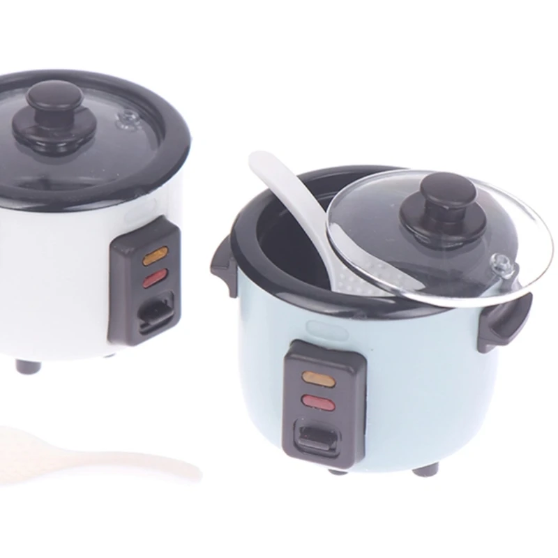 

1Pc 1:12 Dollhouse Mini Rice Cooker W/ Rice Spoon Kitchen Kitchenware Cooking Model