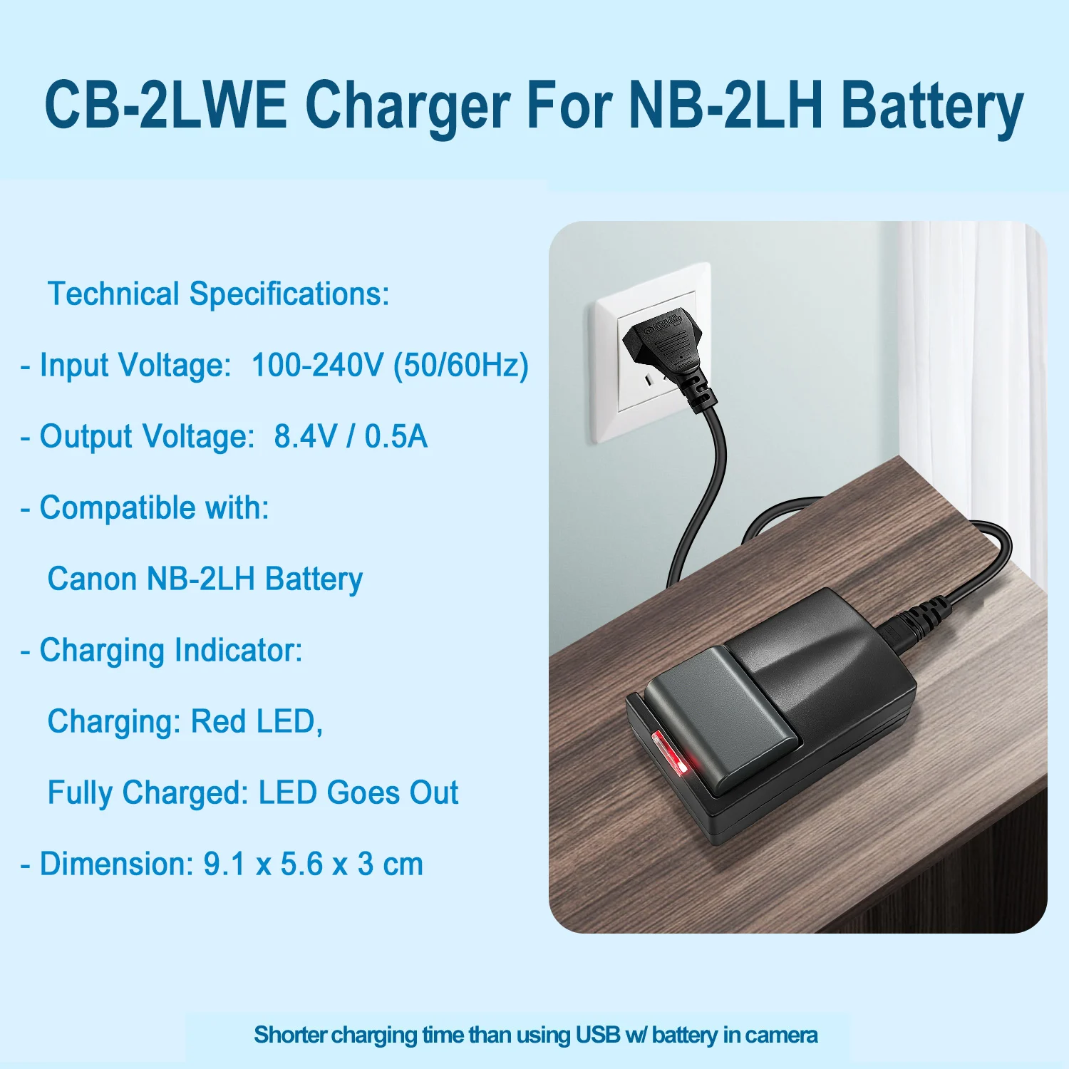 CB-2LWE CB-2LTE Akkuladegerät für Canon FV500, M20, M30, M10, M200, S30, S40, S45, S50, S60, S70, S80, G7, G9 Kamera NB-2LH NB-2L CB2LWE – Detail 5