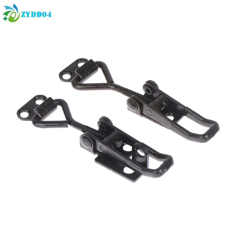 ●2Pcs Black Adjustable Toggle Latch Catch, Lever Handle Lock Hasp Quick Clamp for Cabinet Box Furniture Hardware