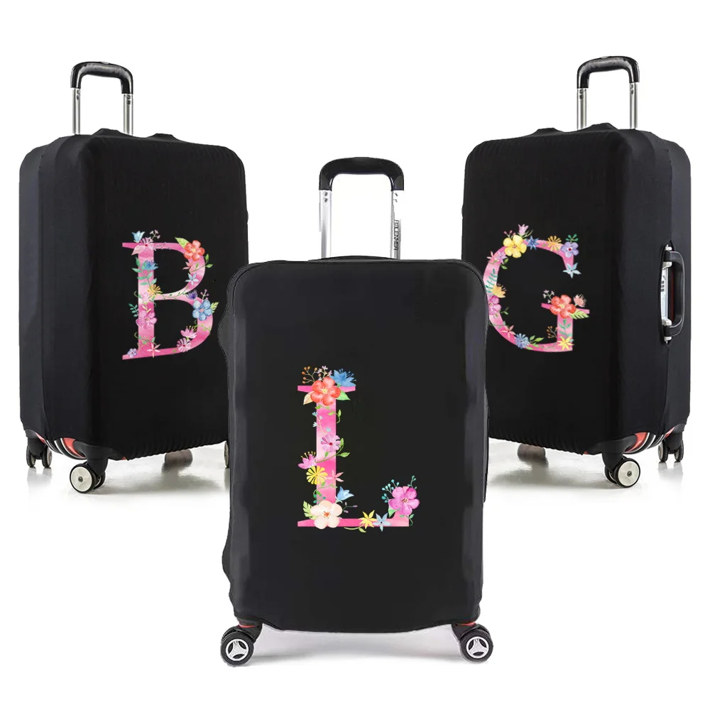 Elastic Luggage Protective Cover Pink Letters Printed Travel Accessories Trolley Duffle Protection Case for 18-32 Inch Suitcase