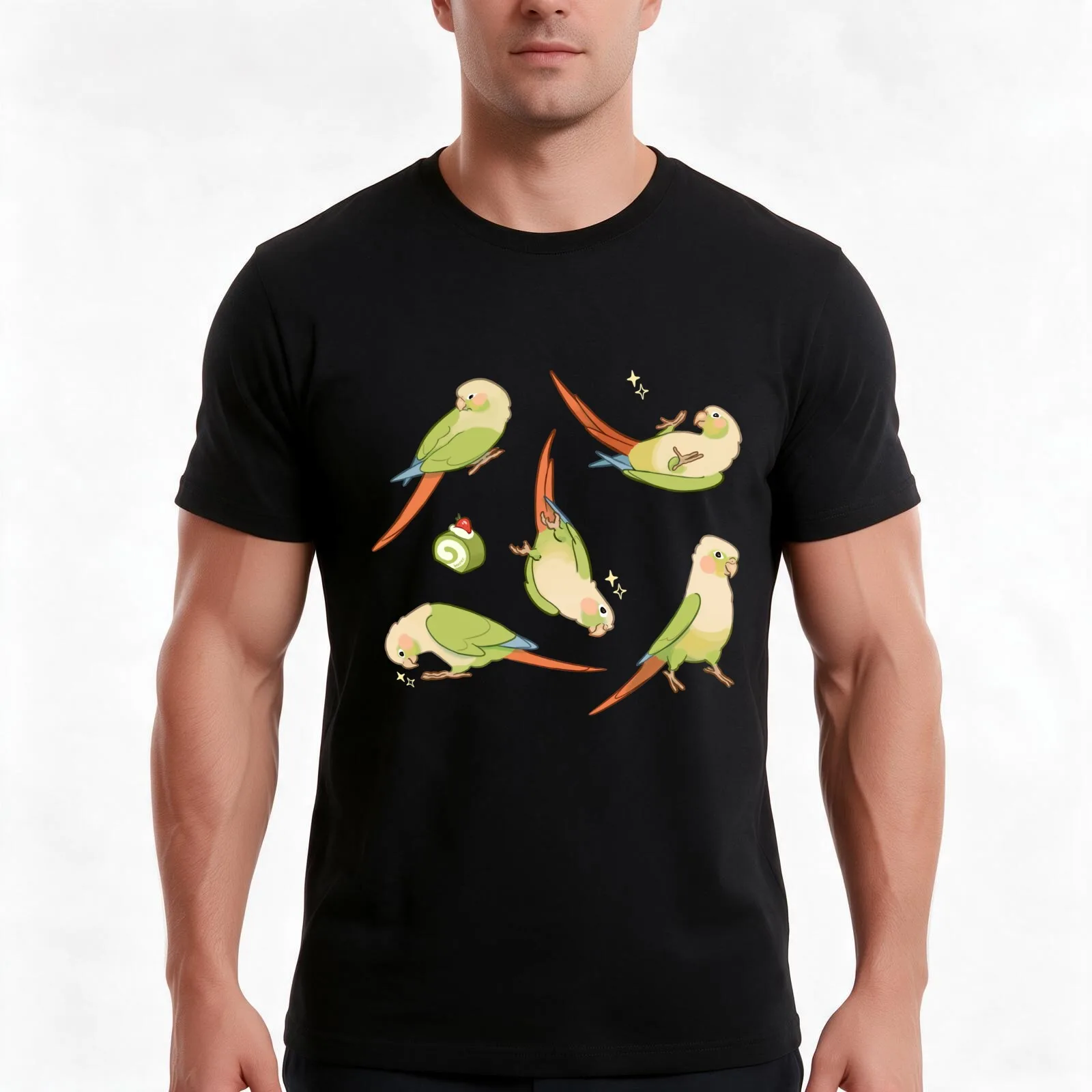 Cheeky conures - Cinnamon colors T-Shirt Summer Casual Cotton Tee Oversized Streetwear Tops Vintage Graphic Print