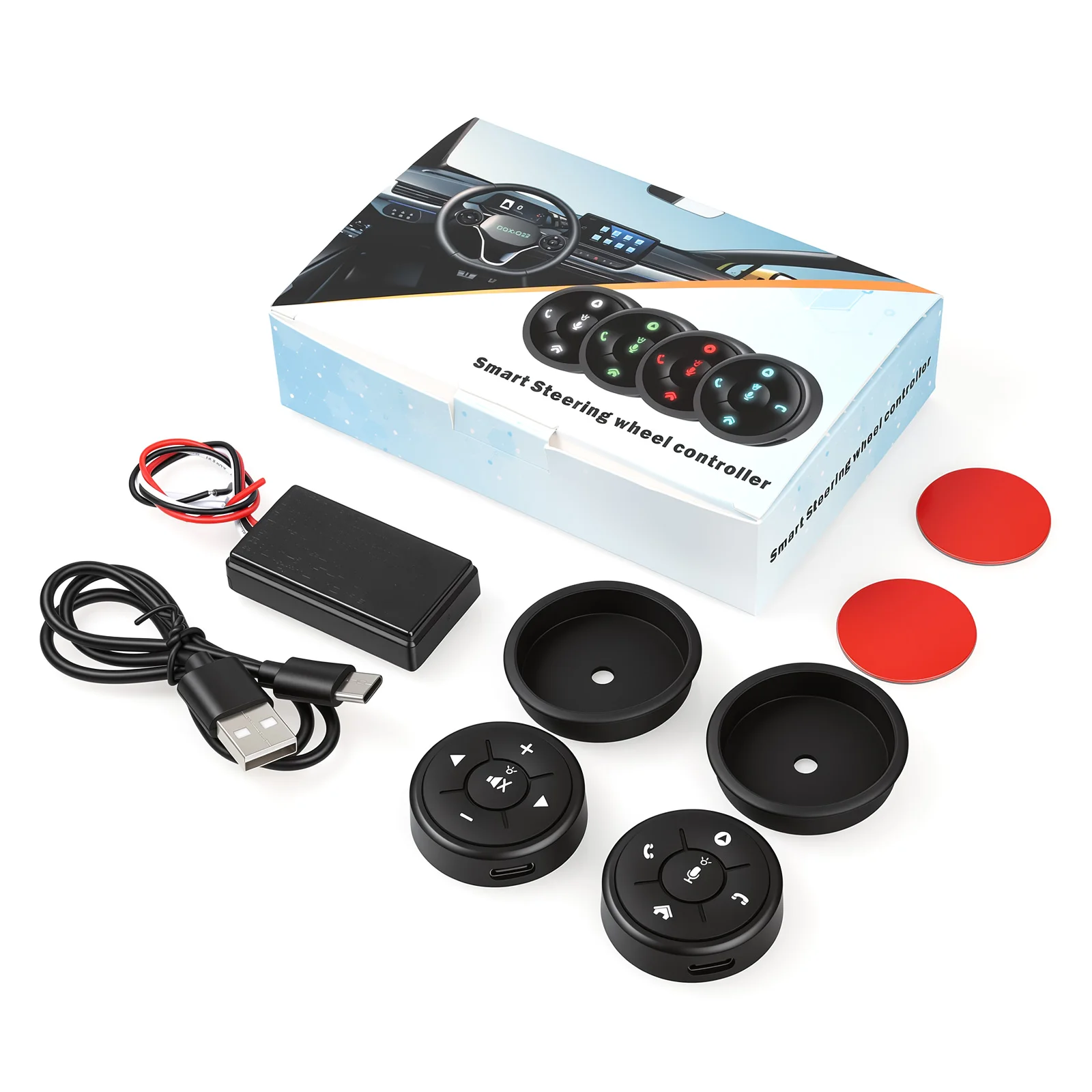 Control Remoto de 10 Teclas y 4 Colores LED para Volante, Botón de Control para Multimedia, DVD, Radio, Accesorios Elect