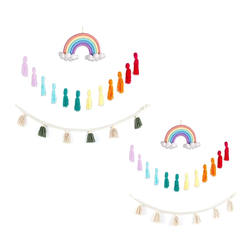 Macrame Woven Tassel Garland Basket Decorative Wall Hangings Wall Pediments For Boho Home Decor,Nursery Room(3 Pack)