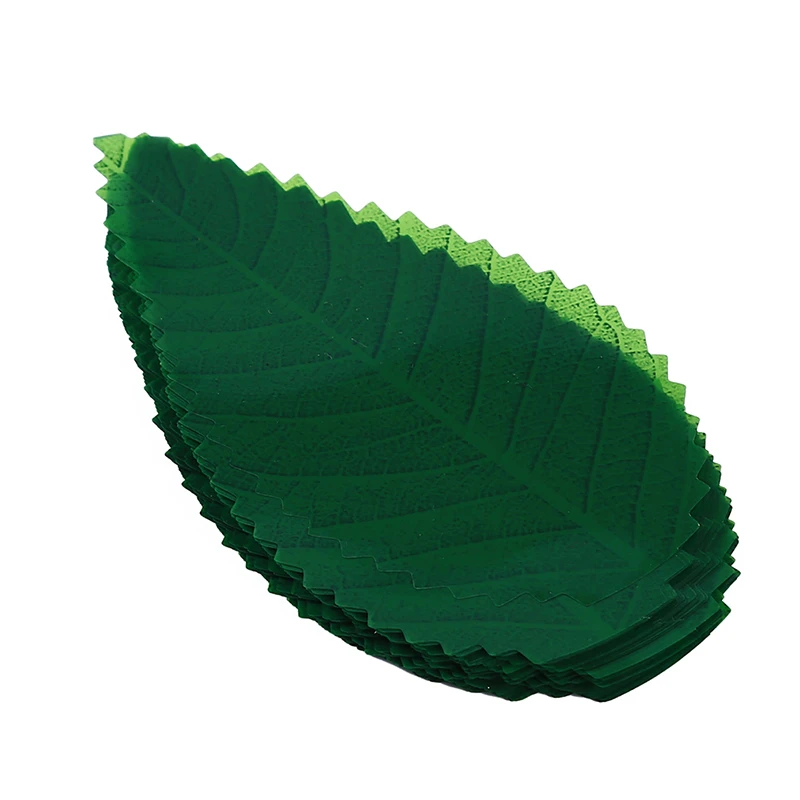 200Pcs Green Leaf Japanese Food Sushi Ornament Leaves Sushi Grass Creative Plastic Leaf Sushi Sashimi Decor Japanese Food Mat