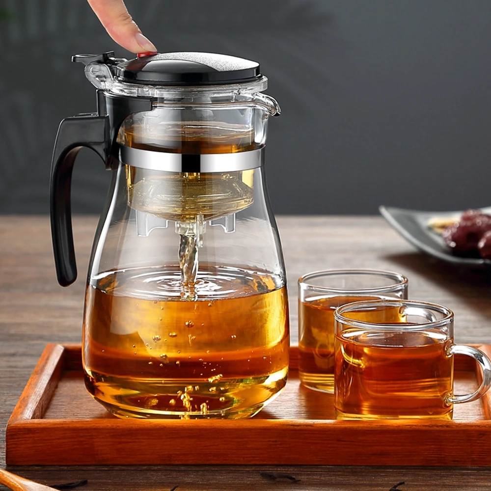 Teapot With Infuser Thickened Glass Heated Resistant Tea Pot One-button Filtering Tea Separation Kettle Tea Coffee Maker