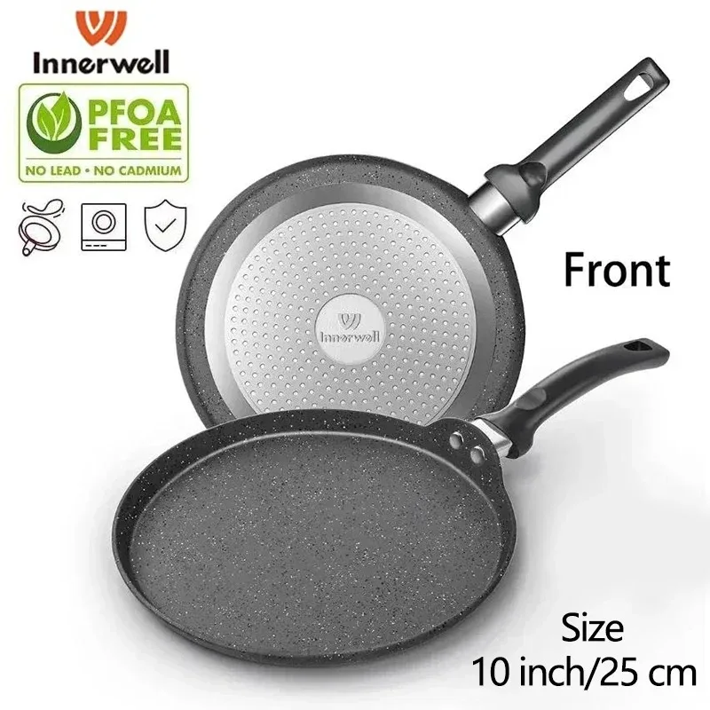 Innerwell Home Kitchen Frying Pan 10inch Nonstick Toxin Free Stone Coated Cookware Skillets Breakfast Pizza Steak Fried Egg Pots