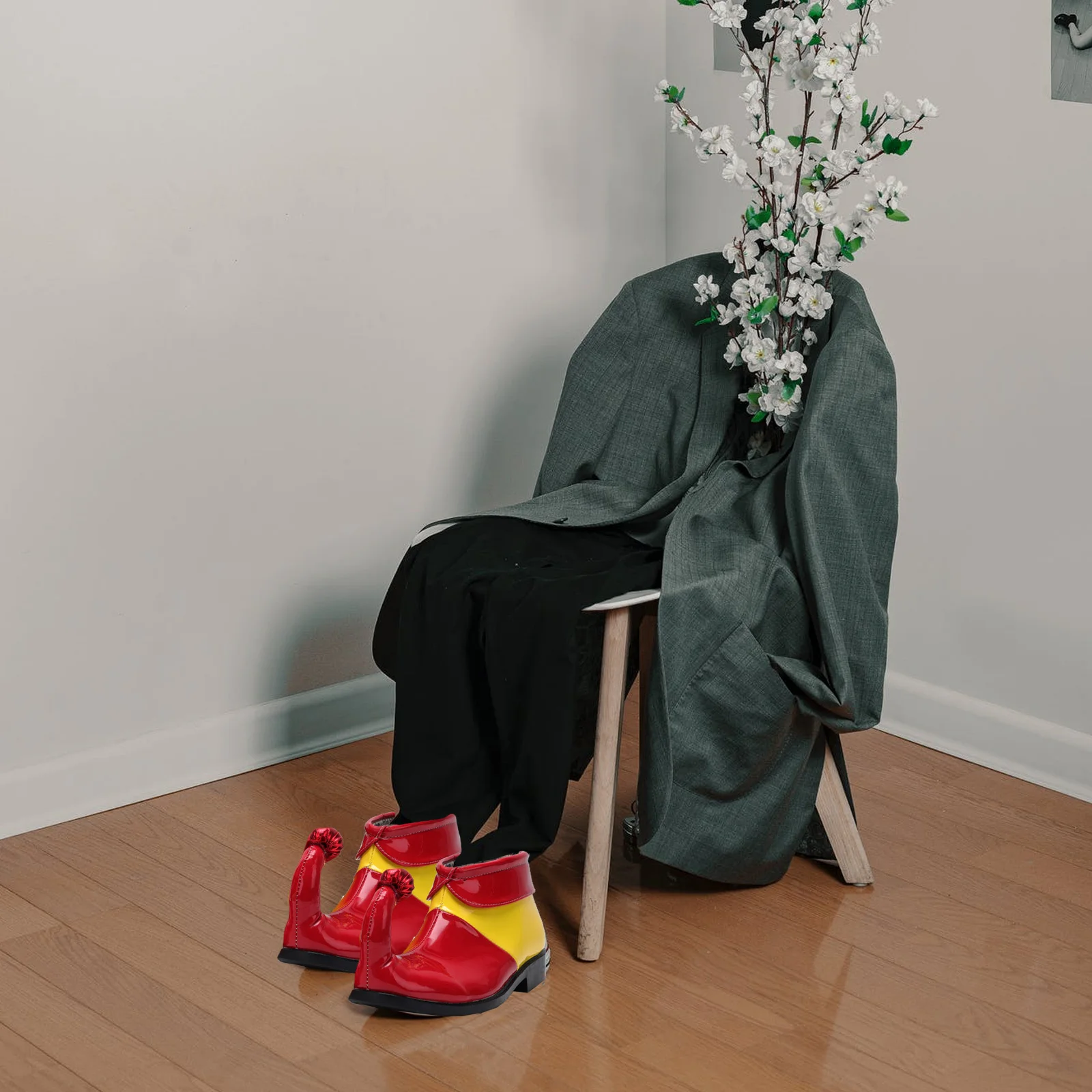 1 paio di scarpe in corno stivali da clown colorati per accessori cosplay per feste di carnevale di Halloween Pu comodi vestibilità ampia ed eleganti