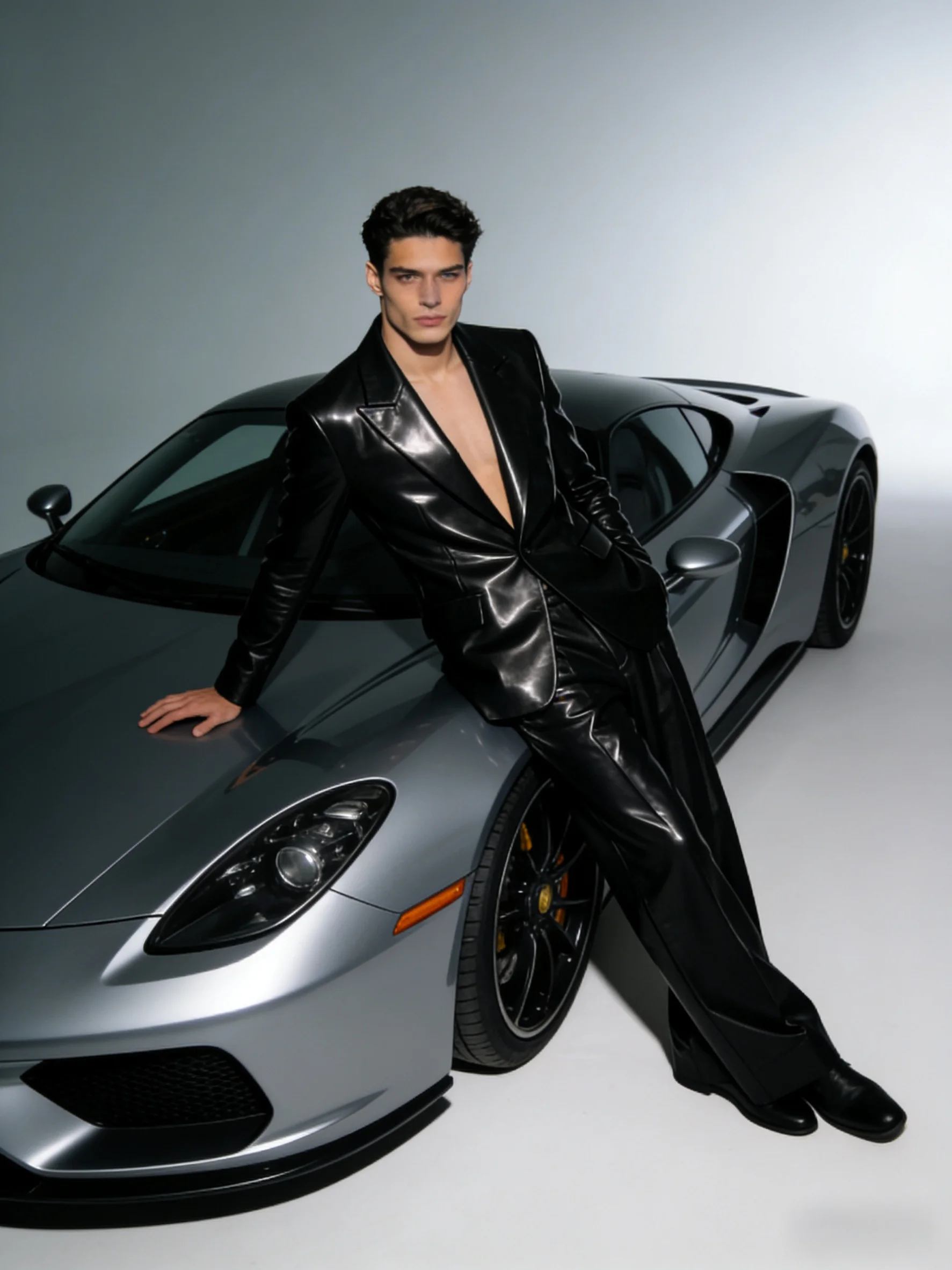 PU Leather Black Men Suit Set  - đánh giá và giá Formal Wear For Men Black Suit