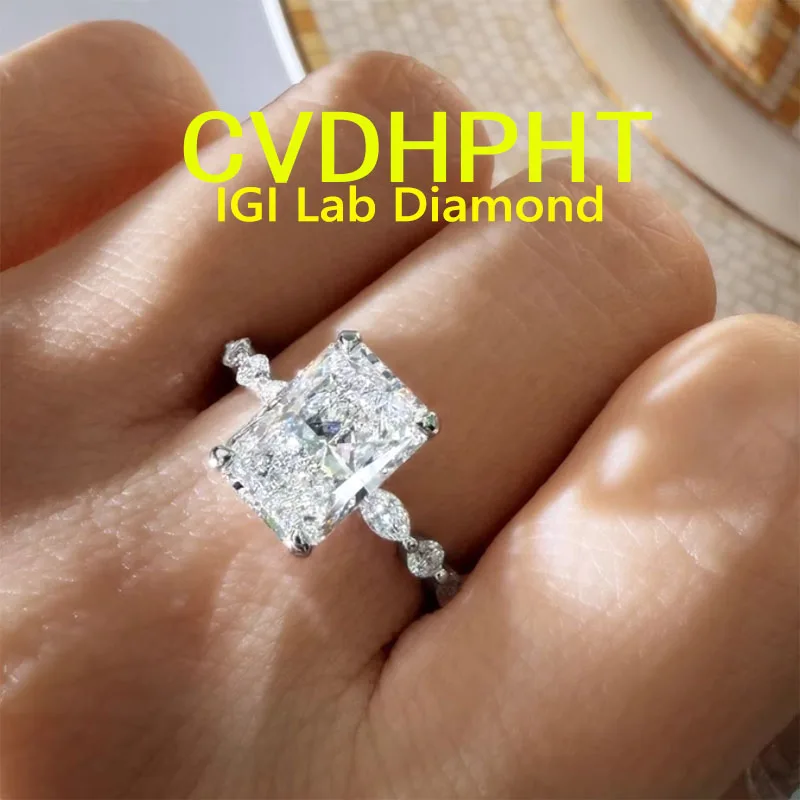 

100% 14 K solid gold Ring Wedding Band Jewelry Diamond with IGI ﻿ Radiant Shape Lab grown diamond Engagement Rings for Women