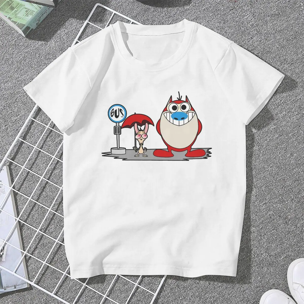 Game Ren And Stimpy My Neighbor T Shirt Goth Women's Tees Summer Harajuku O-Neck Polyester TShirt