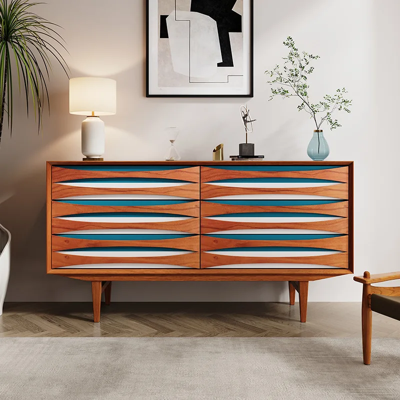 

Modern smiley face six chest cabinet living room cherry wood wall decoration locker medieval modern home