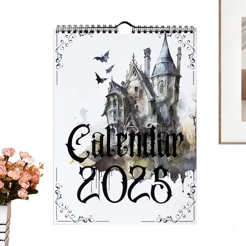 Gothic Monthly Calendar 11X9Inches 2025 Gothic Monthly Desktop Calendar Daily Planner Ruled Blocks Detective Calendar Home