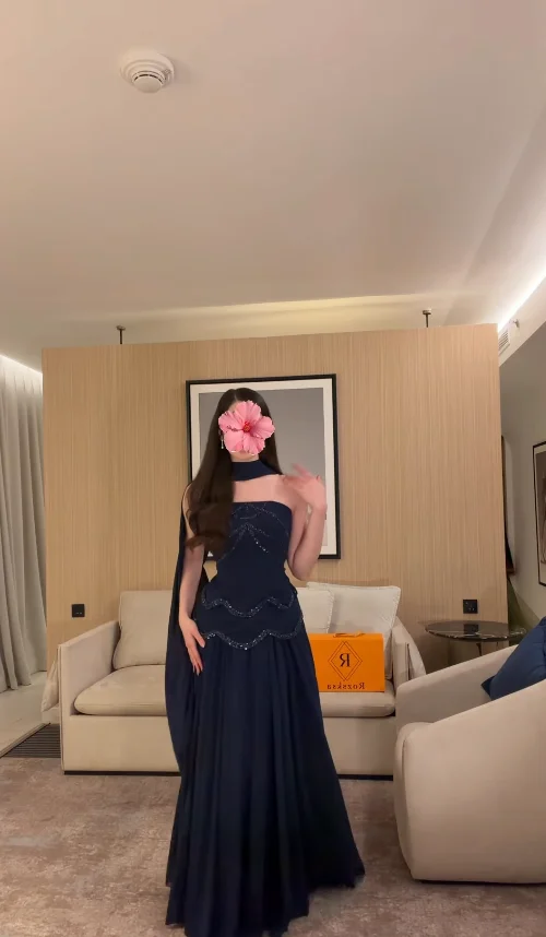 

Dubai Saudi Women's Wedding Party attire Evening Dresses Strapless Navy Blue Customized dresses A-Line in liquidation free ship