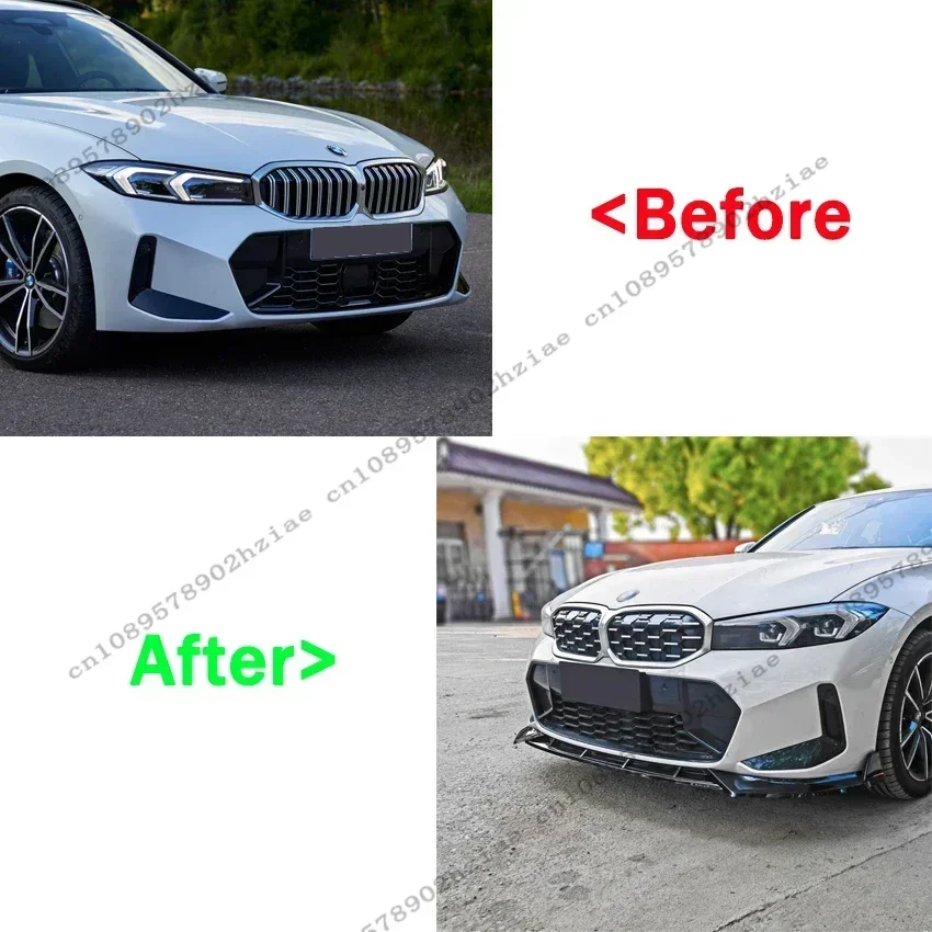 Front Bumper Lip Spoiler Splitter For BMW 3 Series G20 2022-2024 Gloss Black Spoiler Diffuser Protector Guard Covers Accessories