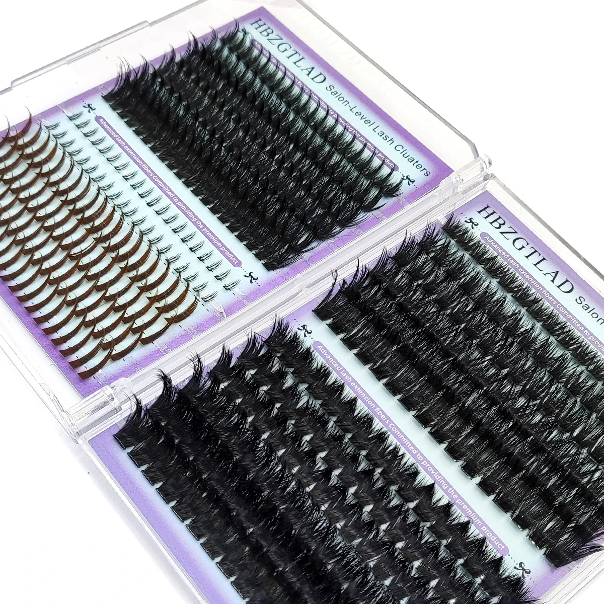 AMSDCN 60D-160D Bottom&Black & Brown Spike Eyelash Clusters 9-18mm Thick Fluffy Curly False Eyelash 0.07mm C/D Roll Extended S