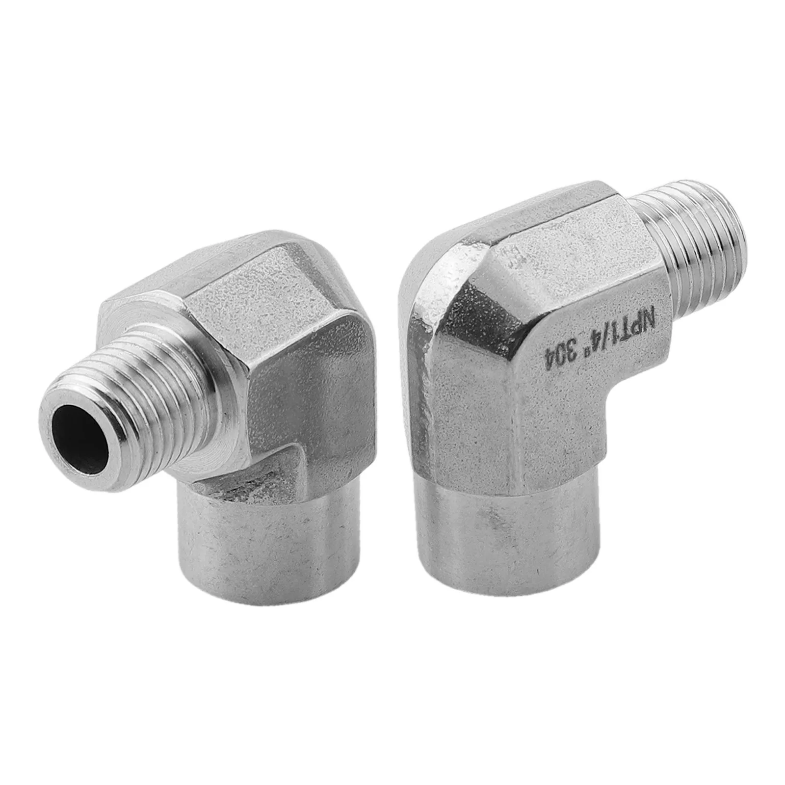Stainless Steel Barstock Street Elbow Set of Two NPT Male to Female Connectors for Industrial Piping Applications