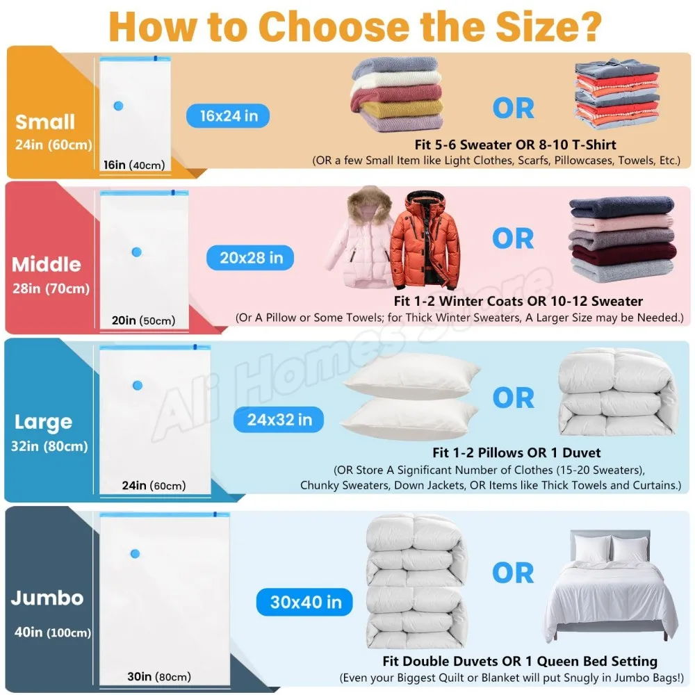 6pcs Reusable Vacuum Bag and Pump Cover for Clothes Storing Large Compression Empty Bag Travel Accessories Storage Container - Image 3