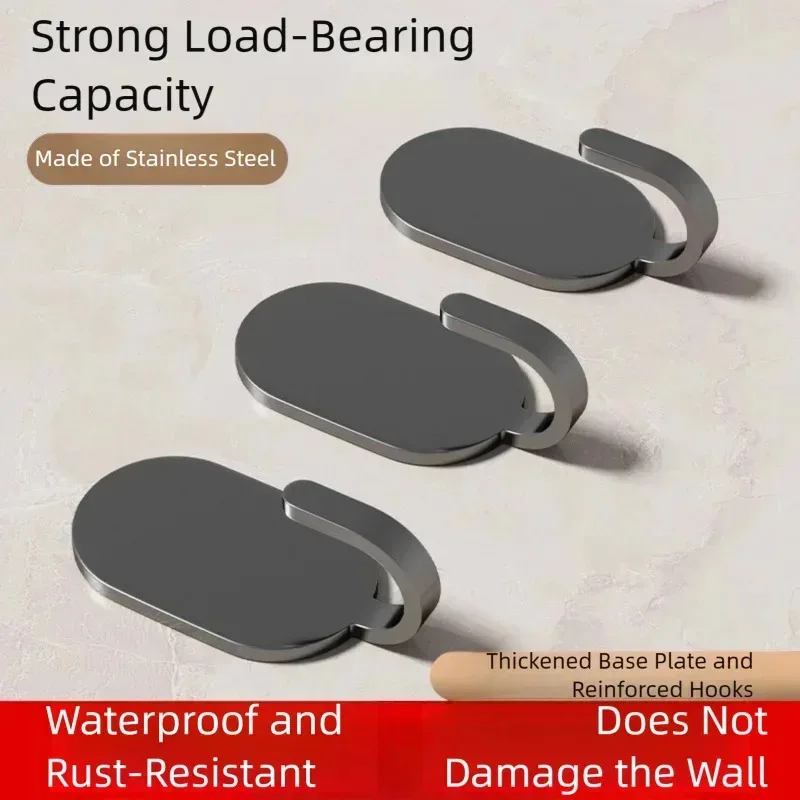 Heavy Duty Stainless Steel Wall Adhesive Towel Hooks Stick-on Hanger for Hanging Clothes Hats in Bathroom Kitchen