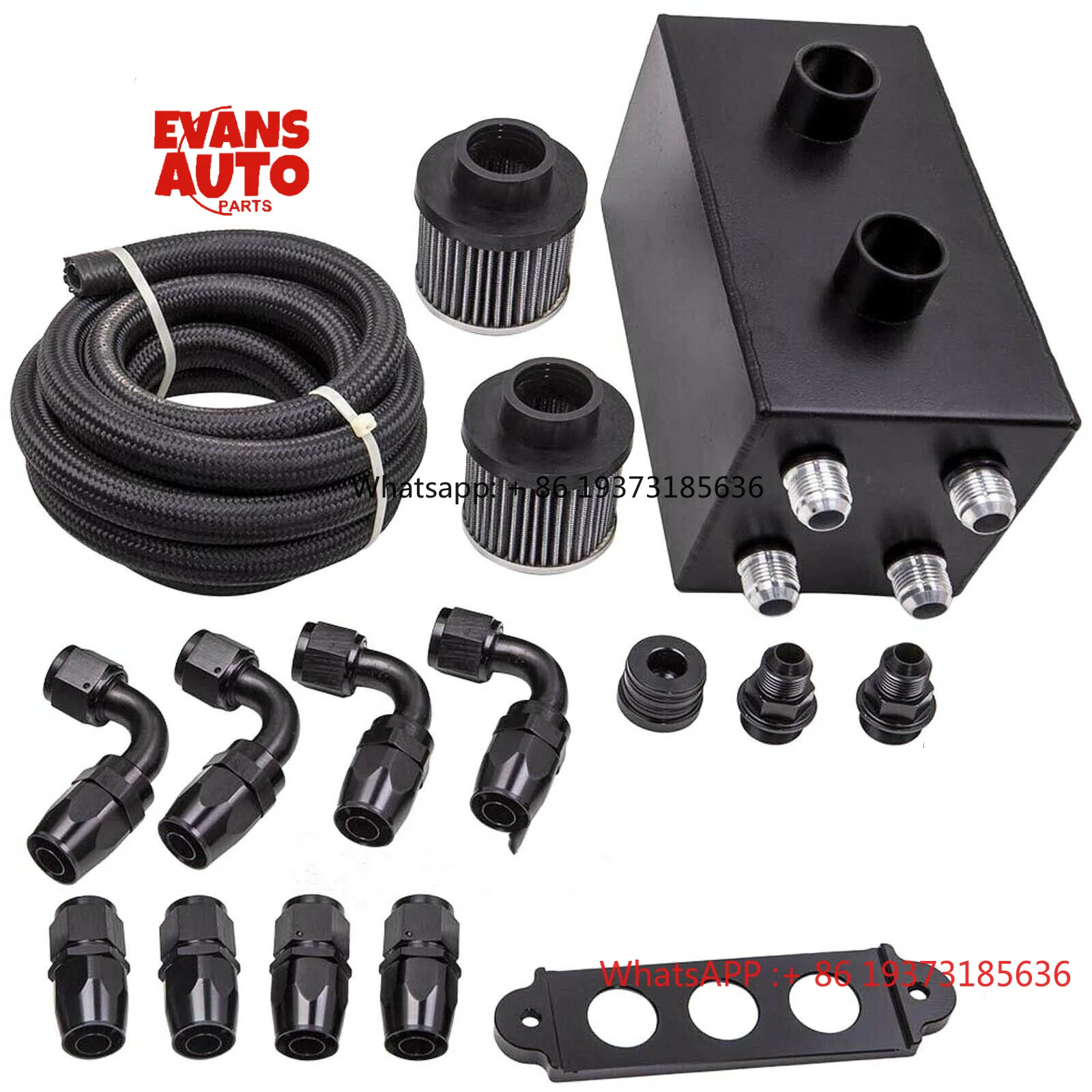 

Oil Catch Tank Kit 10 an 4 Port Oil Catch Can for Honda Civic Acura Integra With Hoses
