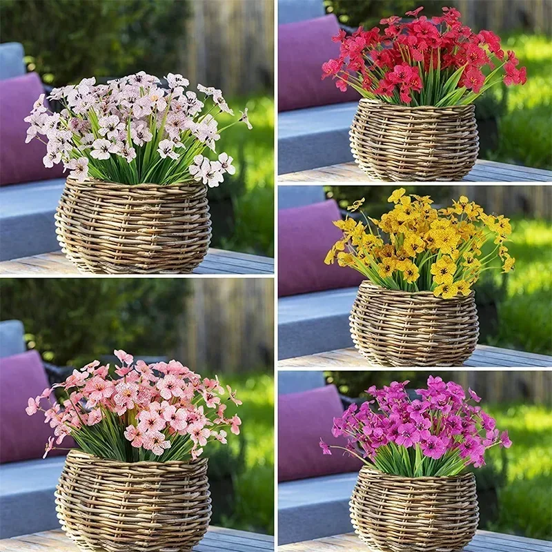 Outdoor Fake Flowers UV Resistant Plants For Indoor Outside Hanging Plants Garden Porch Window Box Home Decor Artificial Flower