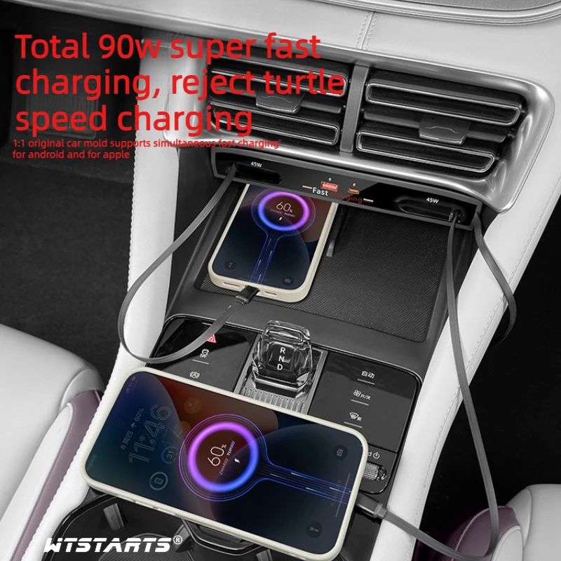 For BYD Seal U DM-i 2023-2025 Car Center Console USB Fast Charger, Fast Charge USB Car Extension Dock,Type-C-For Apple, Android