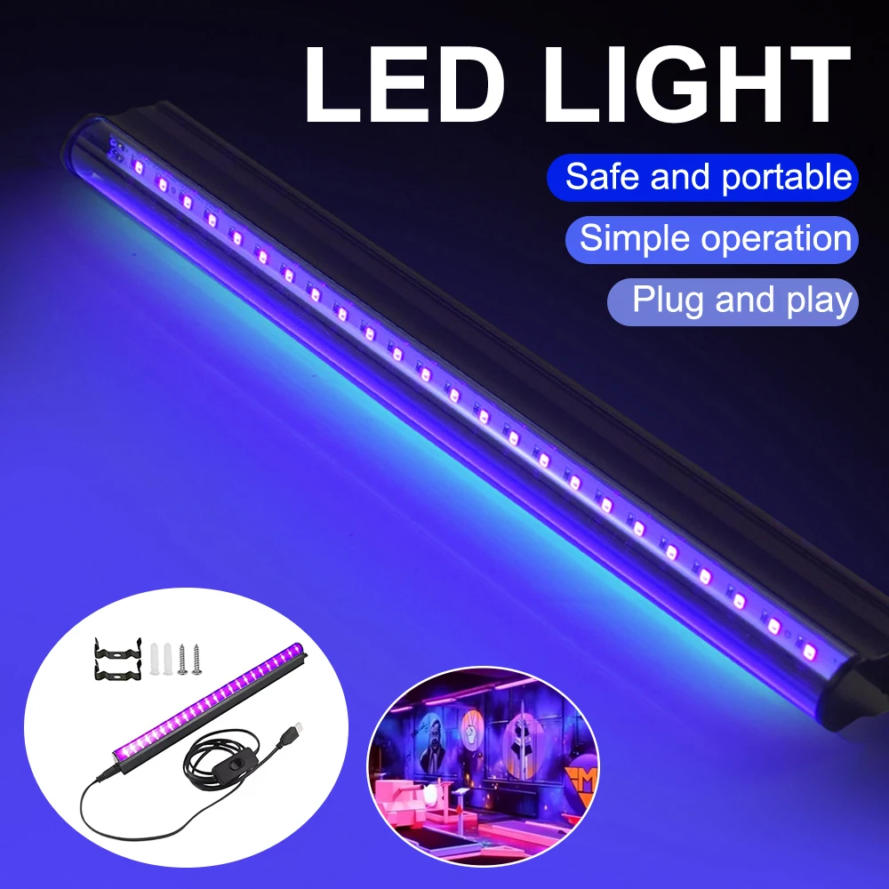 LED Purple Light Bar 6W 395nm Light Bar for Room Cabinet Holiday Halloween Decorations Body Paint Poster Fluorescent Tapestry