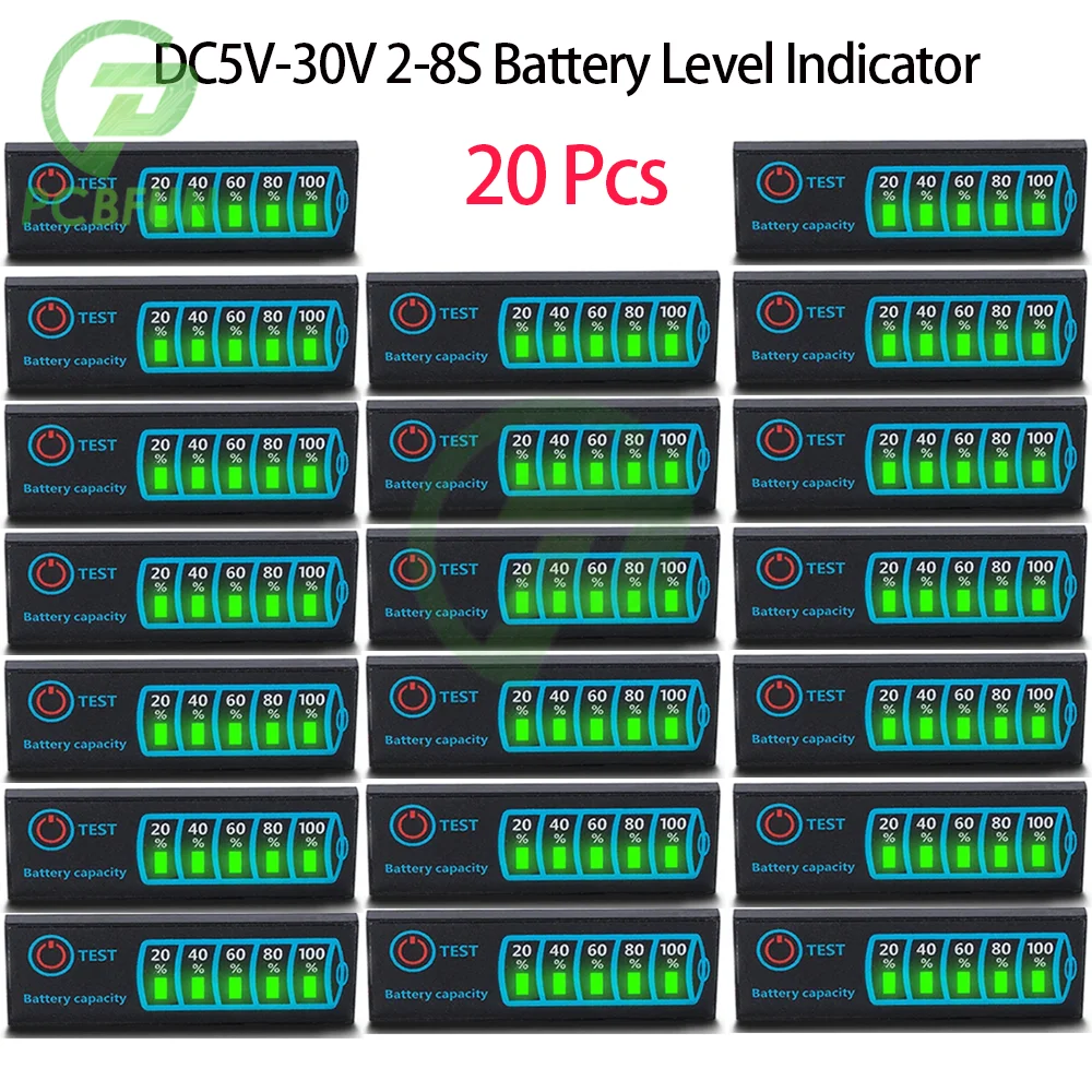 1-20Pcs 18650 Li-ion Lipo Lithium 5-30V Lead Acid Battery Level Indicator Tester LCD Display Meter Module Capacity Voltage Meter