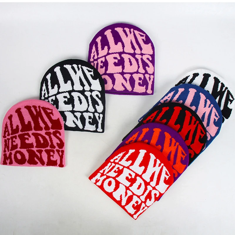 Vintage Y2K wełniana akrylowa czapka z dzianiny damska czapka zimowa ciepłe czapki Harajuku Hip Hop Casual Skullies czapka outdoorowa — zdjęcie 5