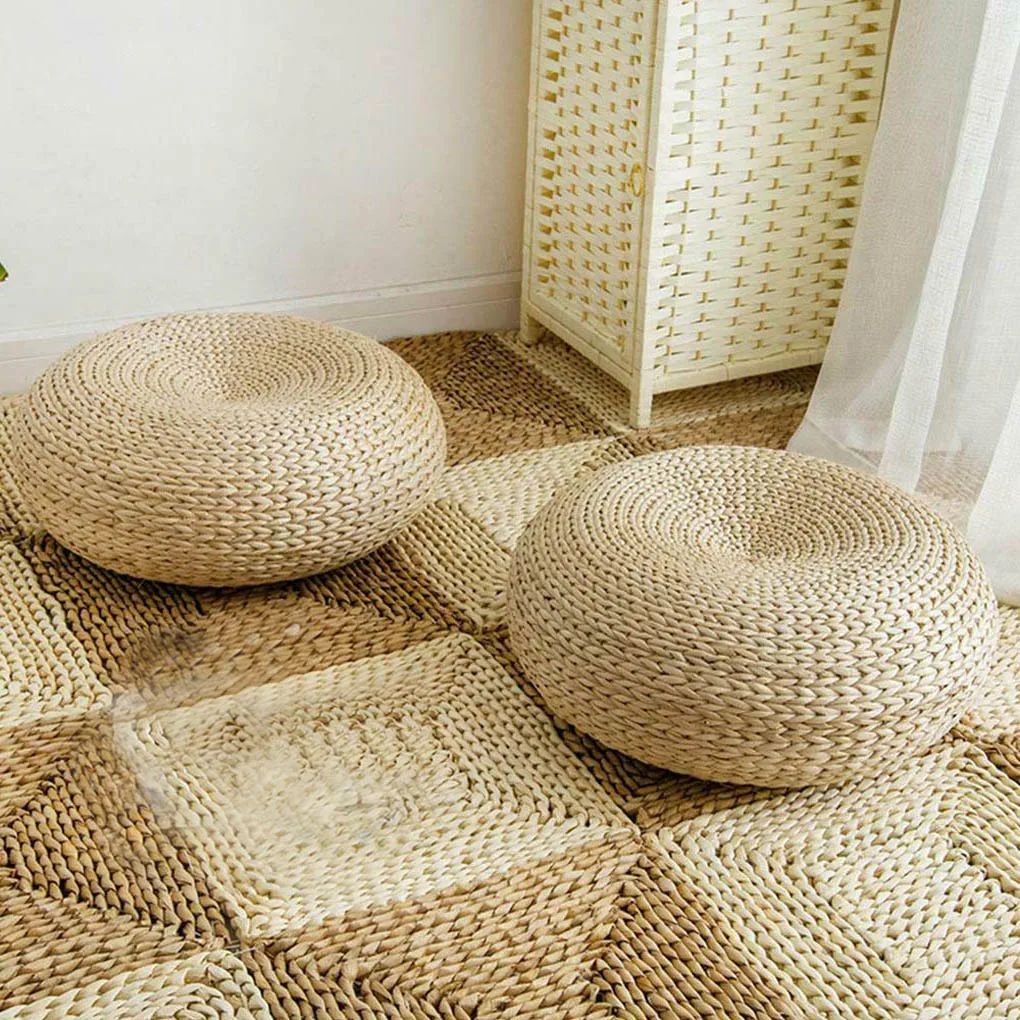 Natural Straw Round Pouf Handm - огляд і ціна Japanese Home Textiles