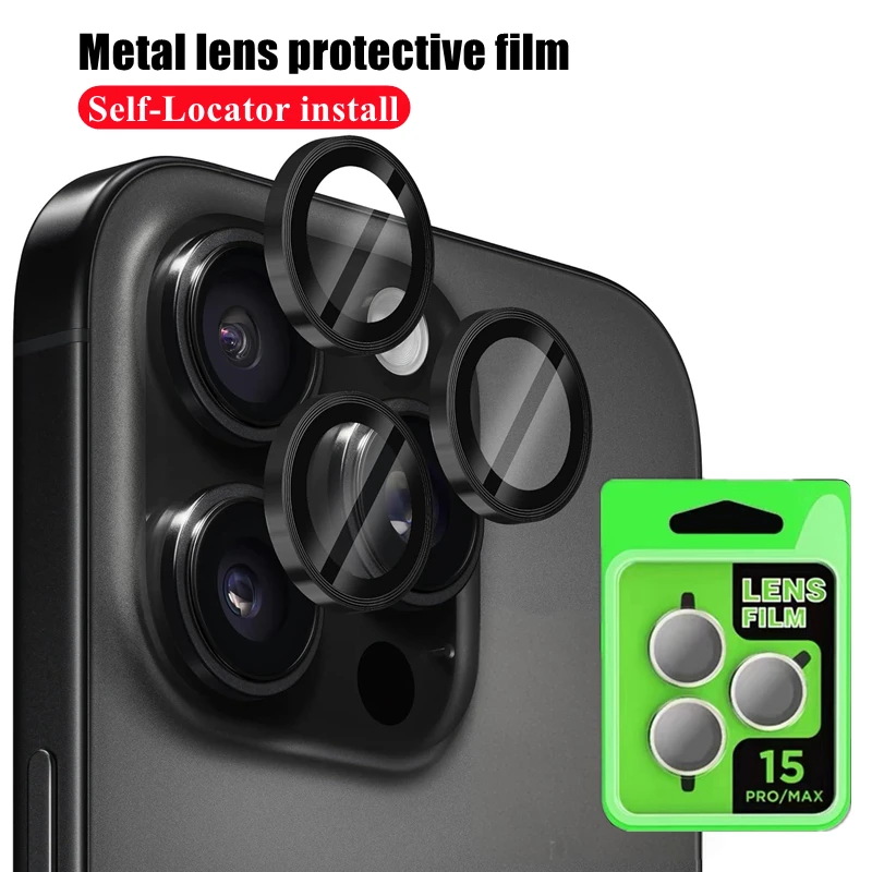

3Pcs/Set Self-Locator install Metal Lens Protector Glass for iPhone 16 15 14 13 12 11 Pro Max Plus Camera Lens Protection Film