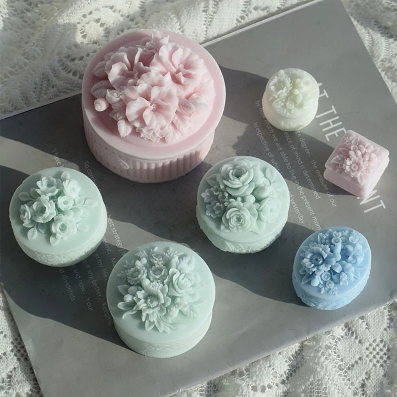 Crystal Resin Silicone Molds with Lid Birthday Rose Decorative Storage Box Mold