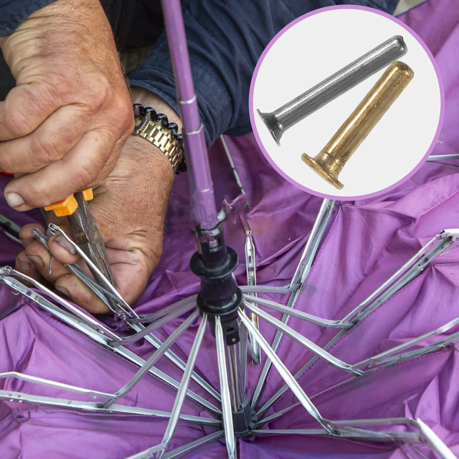 

16 Pcs Umbrella Frame Rivets Repair Kit Replacement Parts for Folding Handle Automatic 3 Fold Umbrellas for Rain