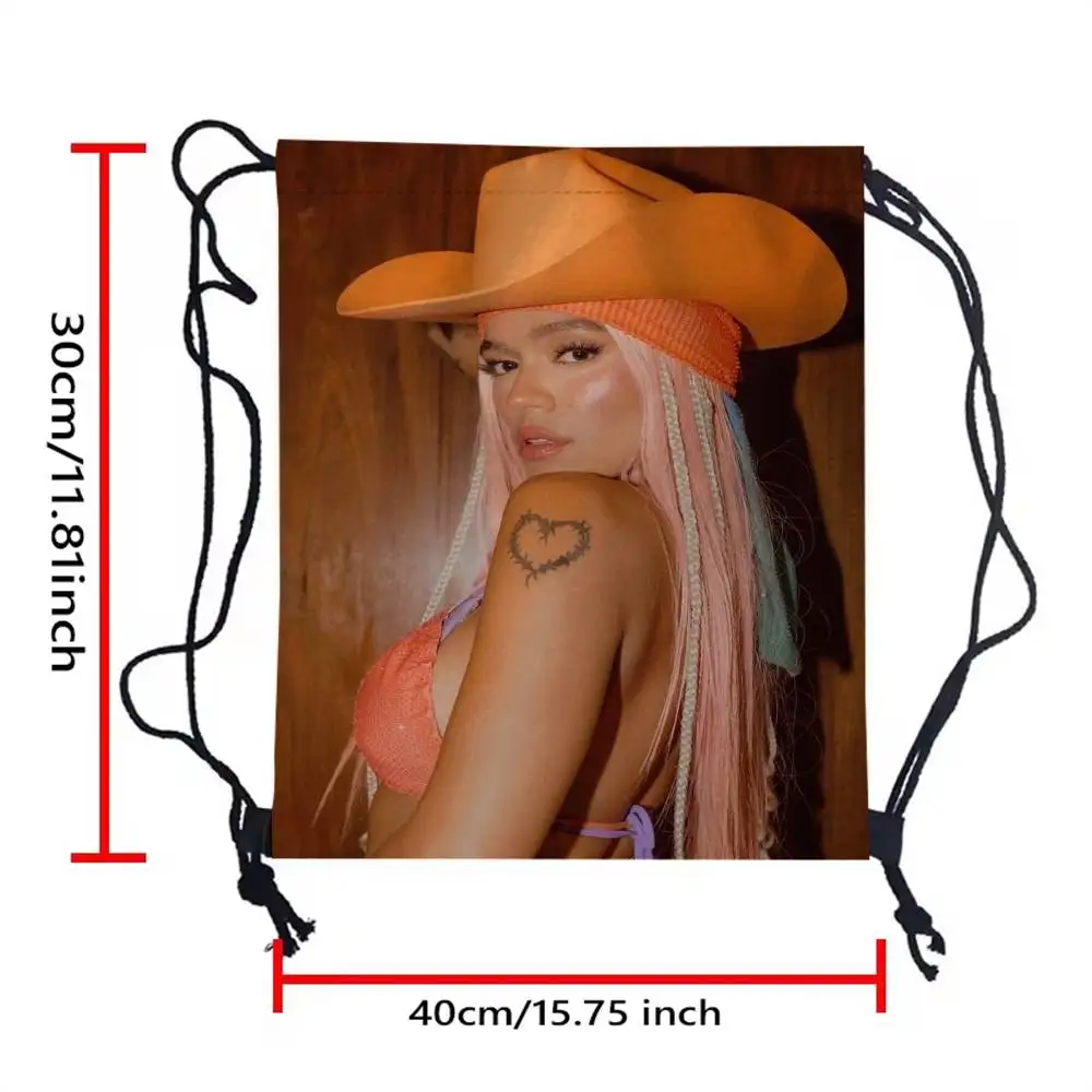 Wysokiej jakości torba na buty z nadrukiem piosenkarki K-Karol G, plecak szkolny dla kobiet, worek ze sznurkiem, styl casual.