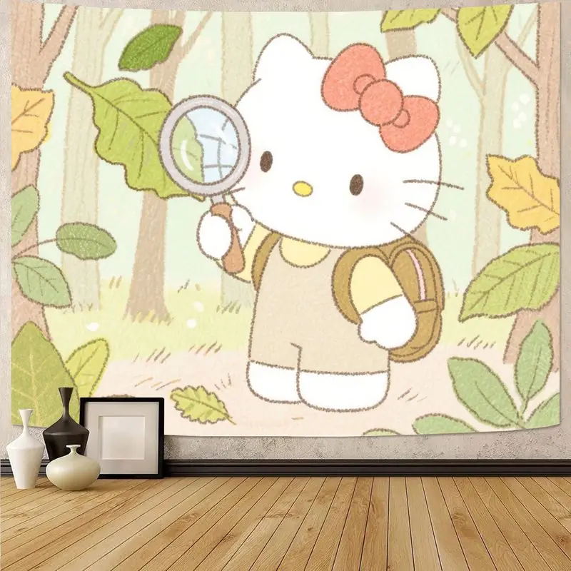 

1 шт. Sanrio Hello Kitty Kawaii Explorer гобелен со увеличительным стеклом лесная стена искусство спальня гостиная декор в общежитии подарок