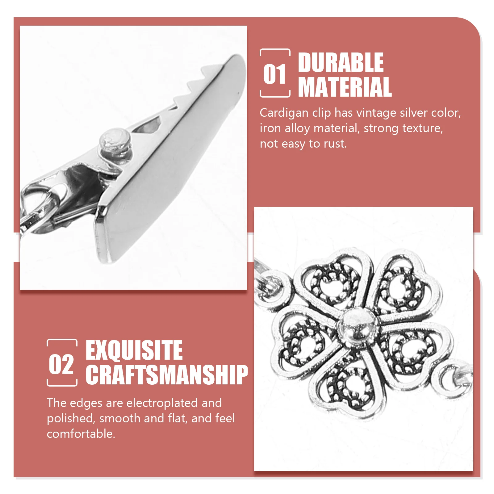 5Pcs Vintage Silver Sweater Clips Cardigan Clasps Retro Shawl Scarf Brooch Pins Elegant Fashion Accessories for Women