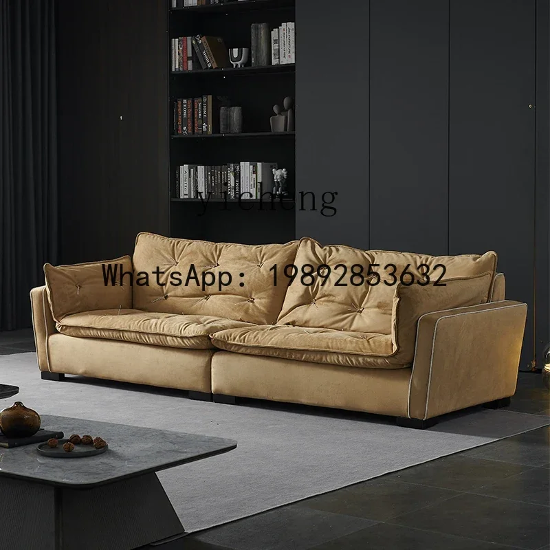 

Minimalist Fabric Sofa Large and Small Apartment Type Disposable Faux Leather down Straight Row Couch