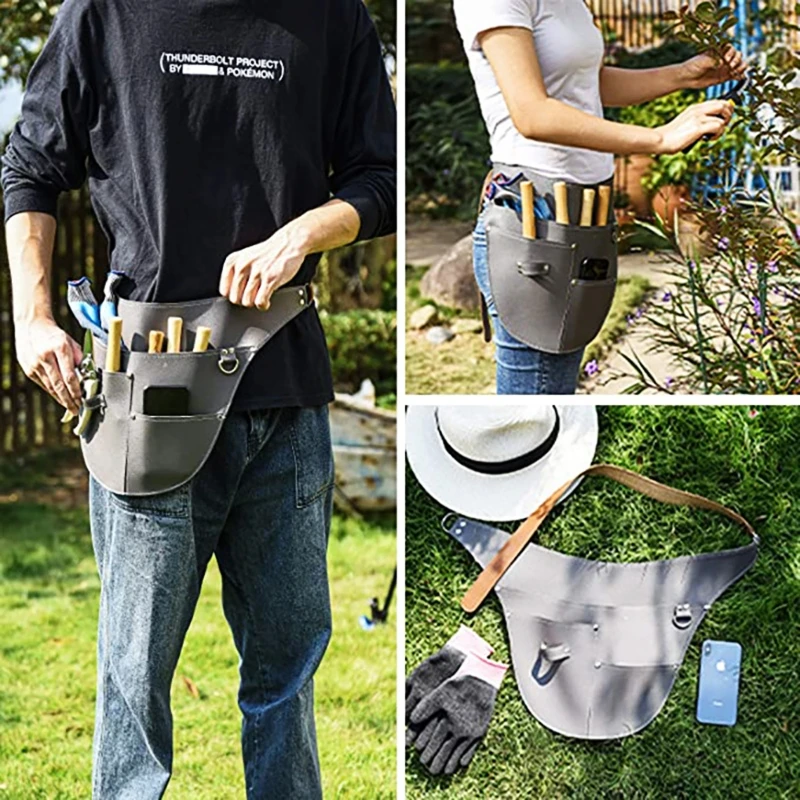 Mulitfunctional Imitation Leather Garden Tools Belt Holster Adjustable Waist Waterproof Gardening Work Apron Bag for Case