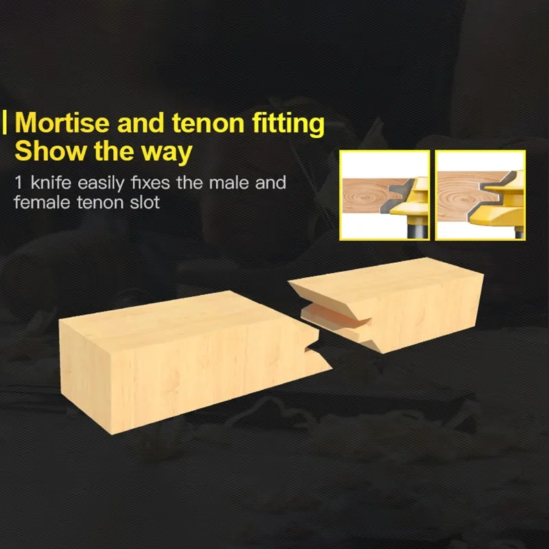 HUHAO 45 Degree Lock Miter Router Bit Carbide Alloy Joint Router Bits 1/4 Inch 1/2 Inch Tenon Milling Cutter Woodworking Tools