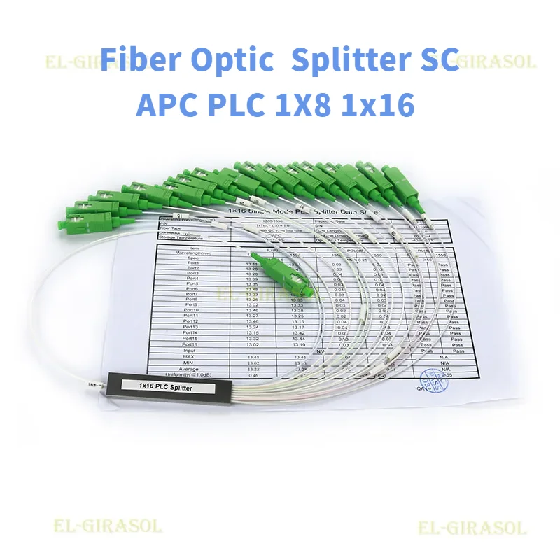 

Fiber Optic Splitter SC APC PLC 1X8 1x16 Splitter Micro Separator Fiber Optic Splitter 0.9mm 1x8 1x16 Single Mode 10 pcs FTTH