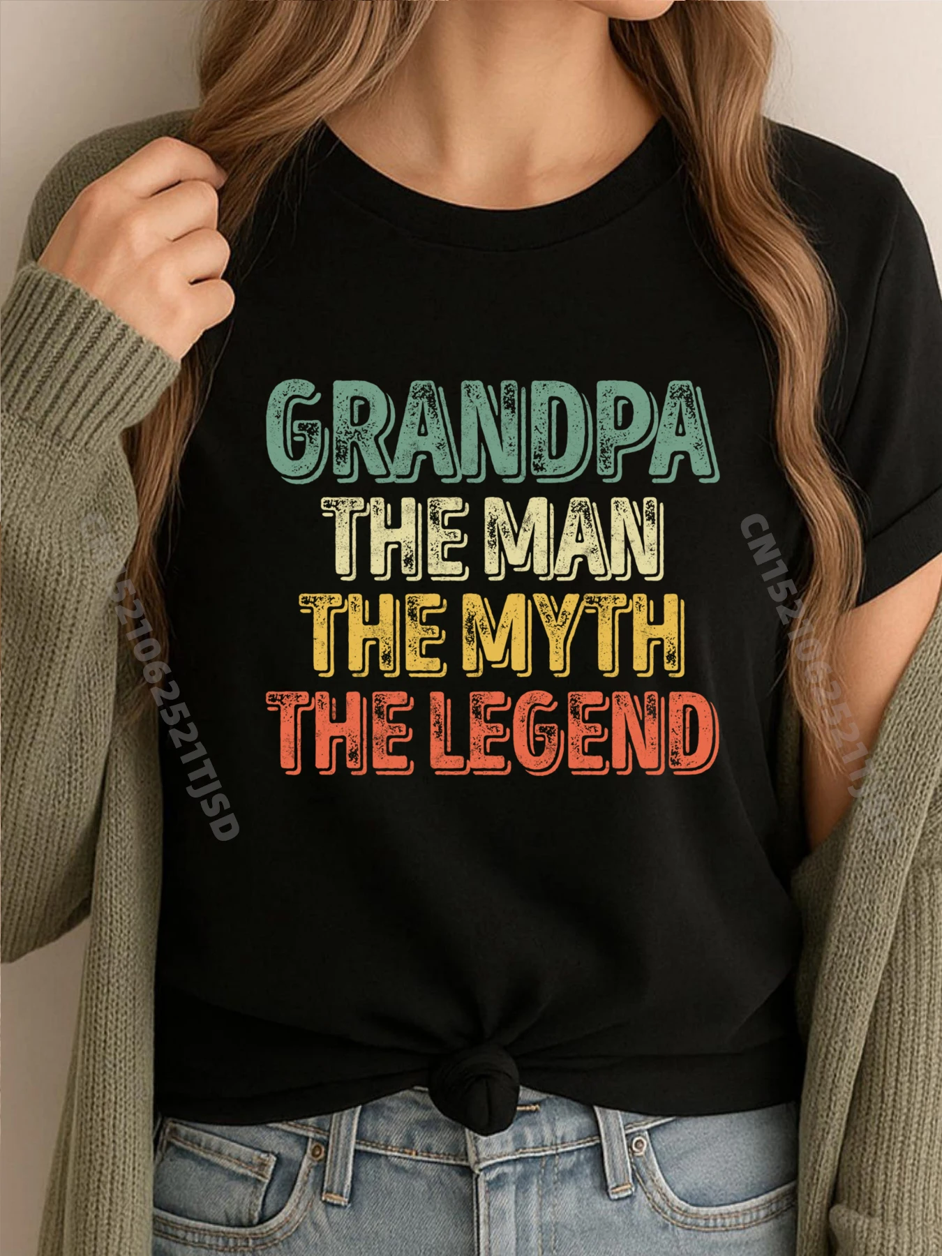

Grandpa The Man The Myth The Legend Christmas Cute Oversized T Shirt T Shirts For Woman Tops & Tees