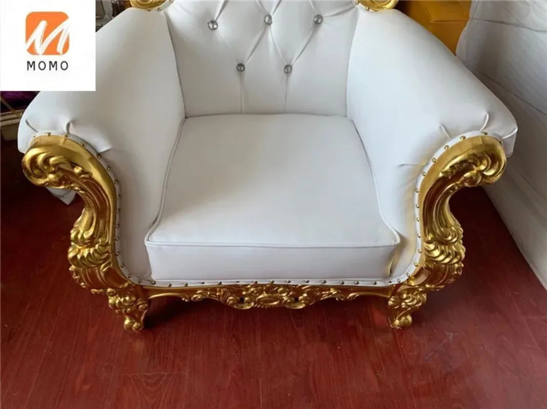 European Cheap Wedding High Back Sofa Gold Luxury Royal Groom And Bride Crown Queen King Throne Chair For Sale