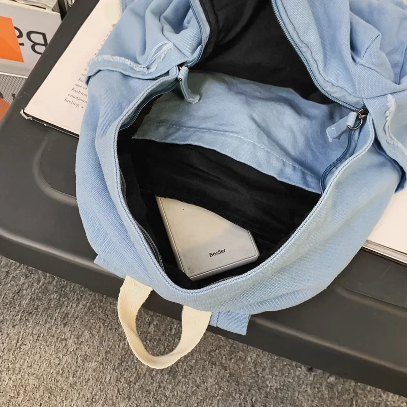 Teenager Casual Canvas Big Capacity School Book Laptop Backpack Student Korea Fashion Harajuku Cloth Travel Bagpack Rucksack