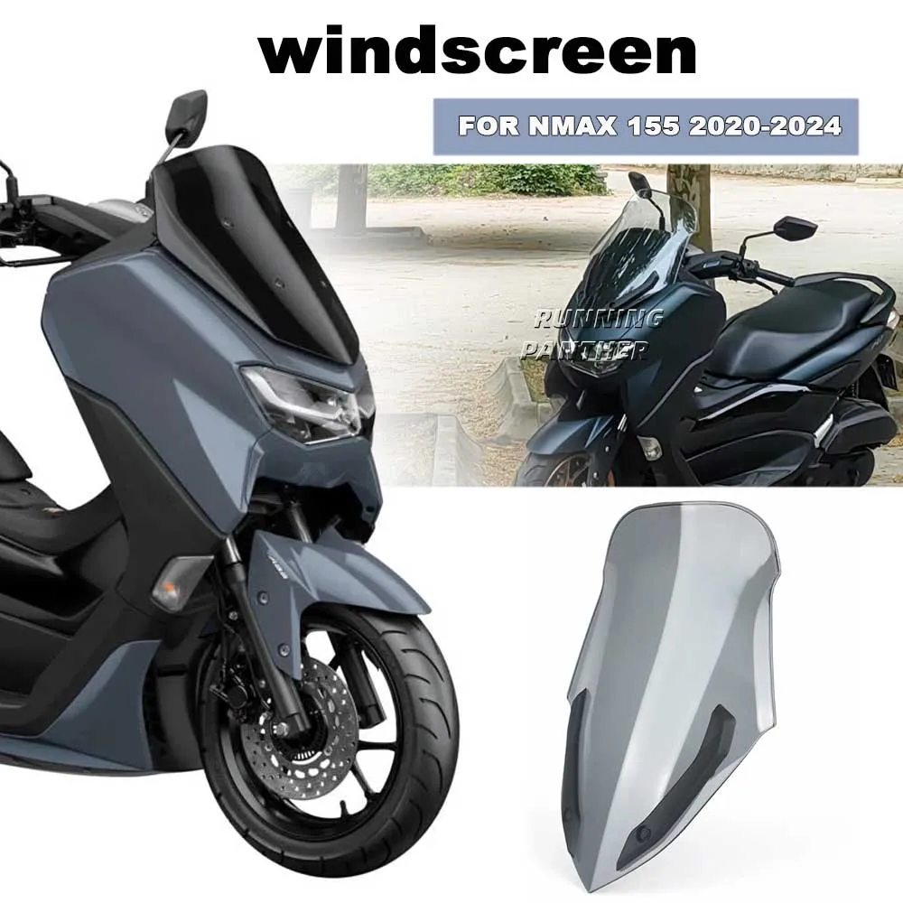 Motorcycle Front Windscreen Windshield Wind Screen Shield Deflector Guard For Yamaha Nmax N-max 155 Nmax155 N-max155 2020-2024