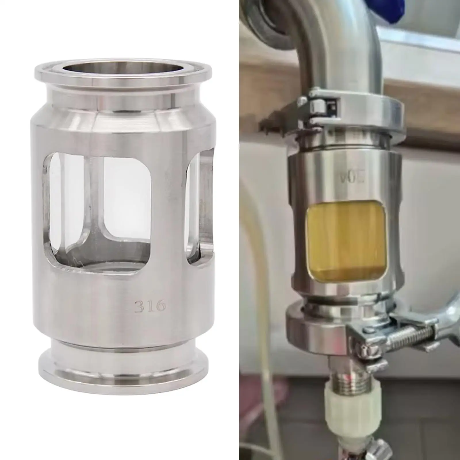Beer Vision Glass Fitting Kitchen Maintenance for Food Stainless Steel 1.5