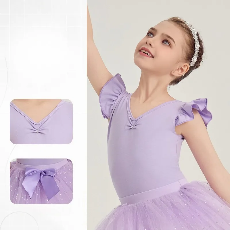 Girls Sleeveless Ballet Leotard Tutu Dress Kids Dance Outfit Gymnastics Training Costume Summer Daily Practice Stage Performance - view 2