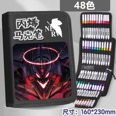 Neon Genesis Evangelion Anime Tecknad Student Akvarellpenna Kreativ Personlighet Marker Raderbar Snabbtorkande Ritpenselset 10 best sales penna penna evangelion - №3