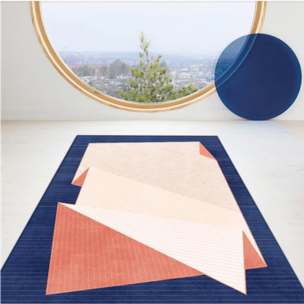 Morocco Moon Star Carpet Living Room Blue Modern Abstract Art Rug Striped Bedroom Decoration Geometric Non-Slip Floor Mat